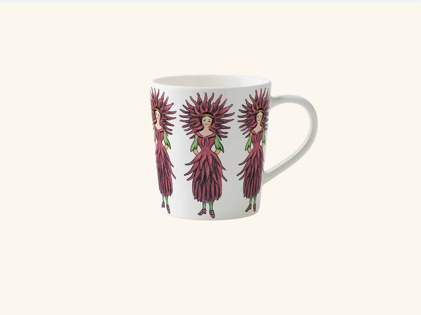 Mug w handle, Mrs Dahlia