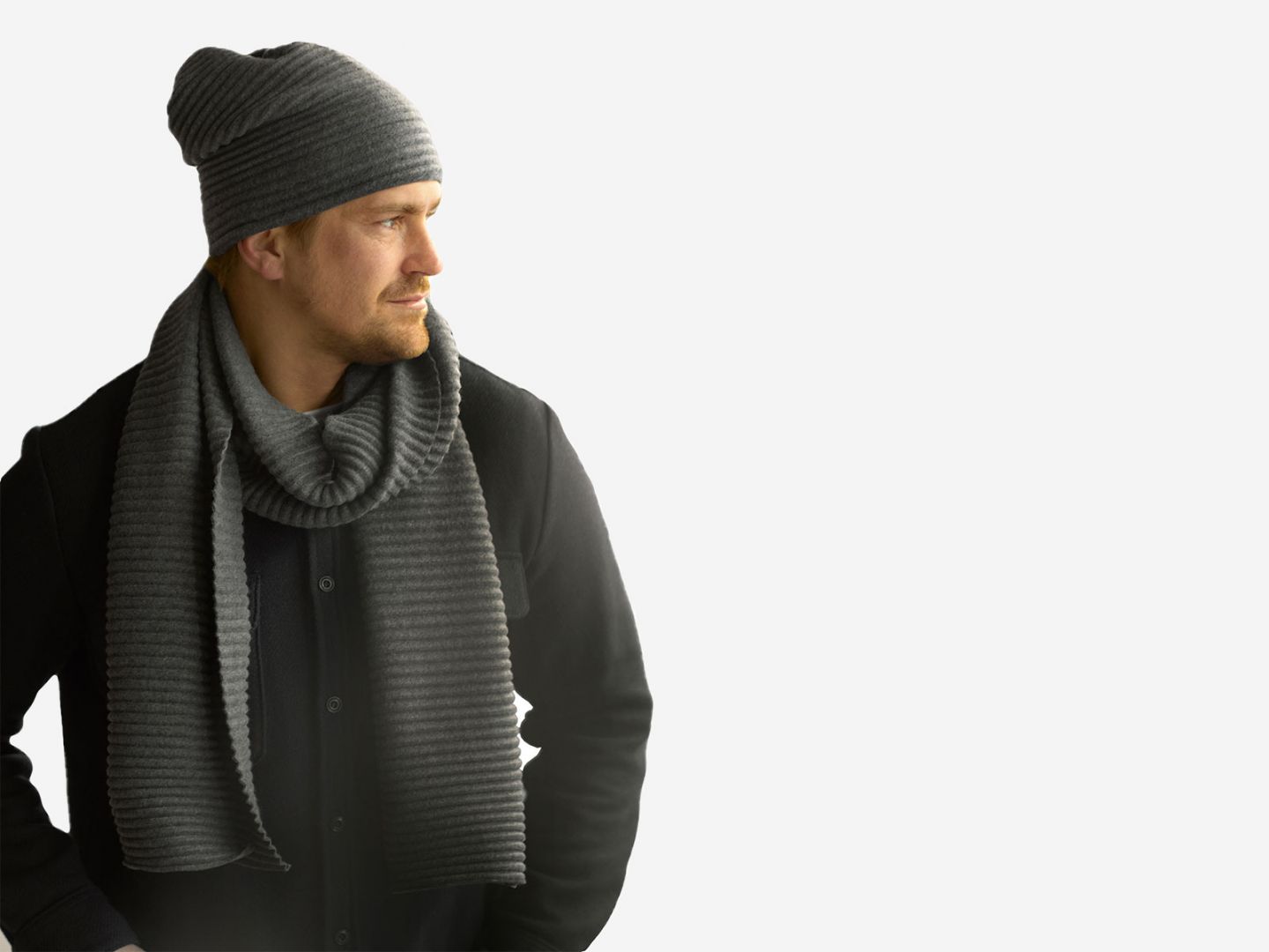 Pleece (scarf & beanie set) Dark grey